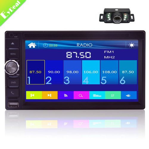 Double 2 din hd 6.5"e in dash stereo car dvd player radio bluetooth ipod+camera