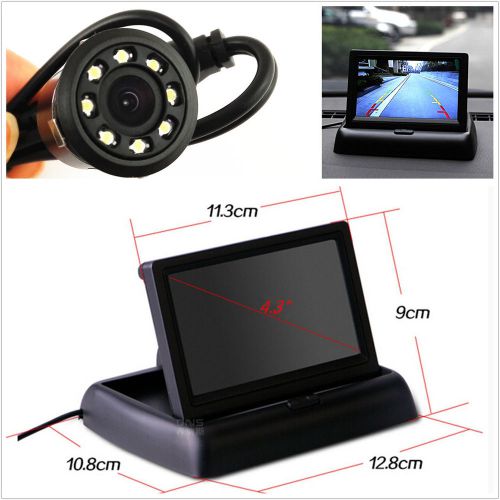 Find Car Rear View Backup 8LED Night Vision Camera &4.3" Foldable LCD