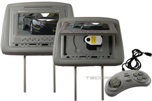 Xo vision 7&#034; tft lcd dvd mp3 car audio video headrest w/ remote gray monitors