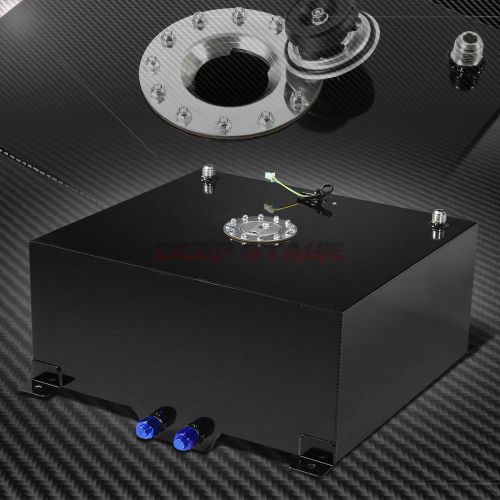 20 gallon/76l black coat aluminum racing gas fuel cell tank/2"sump+level sender