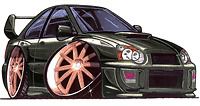 Subaru sti wrx impreza black cartoon t-shirt size xl 2004 2005 2006