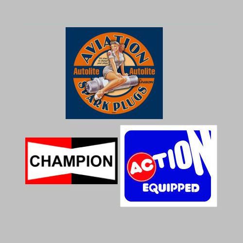 3 spark plug decals  stickers  ac   champion  autolite
