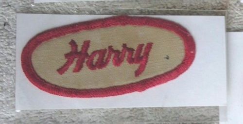 Vintage oval name patch ~ harry ~ mechanics garage ~ used ~ approx 3&#034;