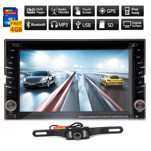 6.2" gps double 2din car stereo dvd player bluetooth ipod mp3 usb/sd bt  +camera