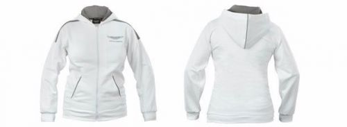 Aston martin womens ladies hoodie hoody jacket - white w/ grey - long sleeve