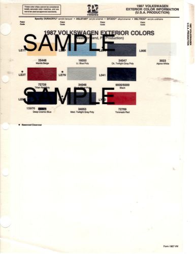 1984 1985 1986 1987 volkswagen u.s.a. production mint paint chips 87 ditzler 3