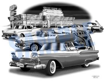 Ford skyliner 57,58,59 muscle car art print   ** free usa shipping **