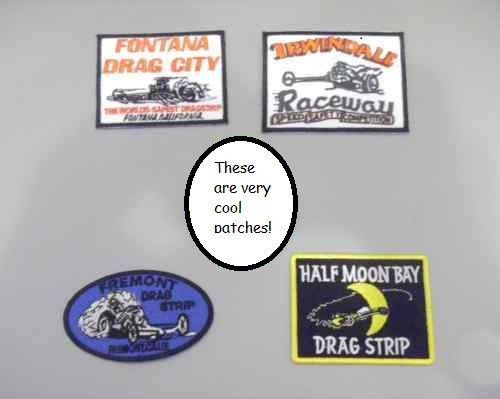 Drag strip raceway iron-on patch 4 lot fontana fremont irwindale half moon bay