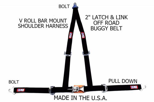 Rjs racing 2" buggy off road seat belt 3 point v harness bolt in black 4006501