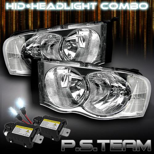 02-05 ram pickup all clear crystal headlights lights +6000k slim xenon hid