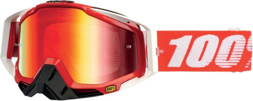 100% motorcycle riding goggle racecraft fire red mirror red lens 50110-003-02