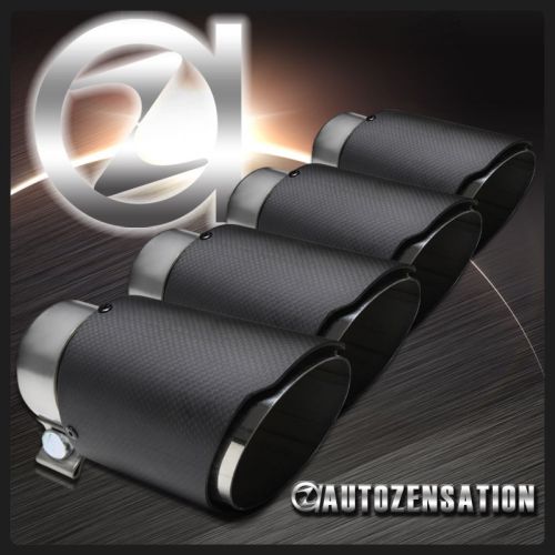 4 sets 3.5" outlet stainless steel exhaust muffler tip with carbon fiber sleeve