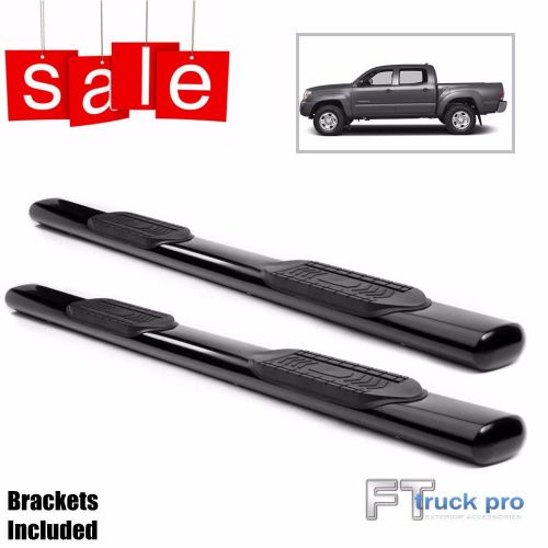 2005-2016 toyota tacoma double cab 5" oval black nerf bar side step rails