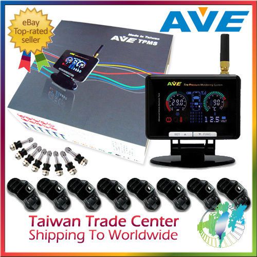 Ave tpms tire pressure monitoring system 4 sensors + 4 spares + remote control