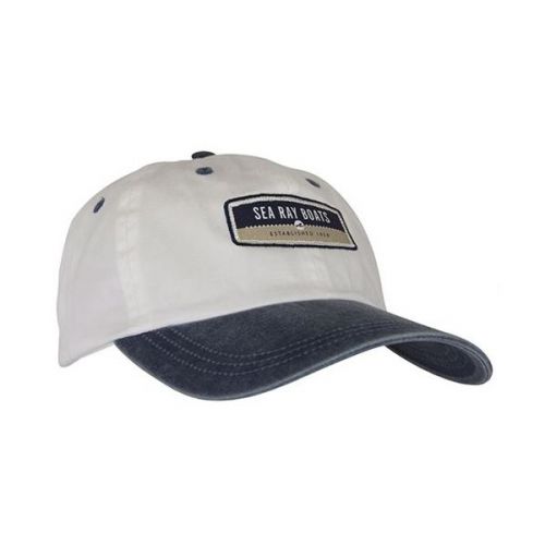 Searay boats white/navy unstructured vintage label cap hat
