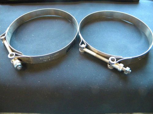 720-5000 stainless steel 6&#034; boat marine hose clamps pair (2)