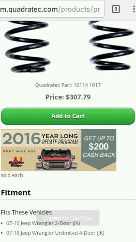 Rugged ridge front and rearcoil spring for 07-16 jeep wrangler