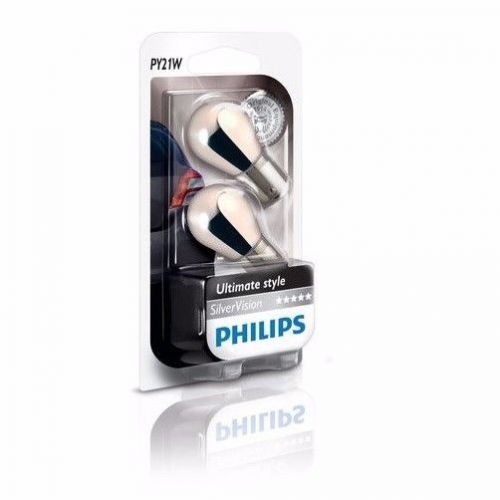 2x py21w silvervision philips 21w 12v 12496sv halogen headlight fog lamp germany