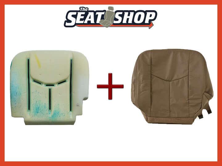 03 04 05 06 chevy silverado med neutral leather seat cover bottom & foam lh