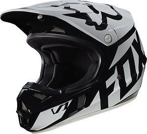 Fox racing v1 2017 motocross helmet race youth white / black medium