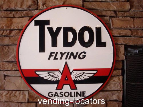 Tydol flying a gasoline embossed metal petroleum gas station large texaco mobil
