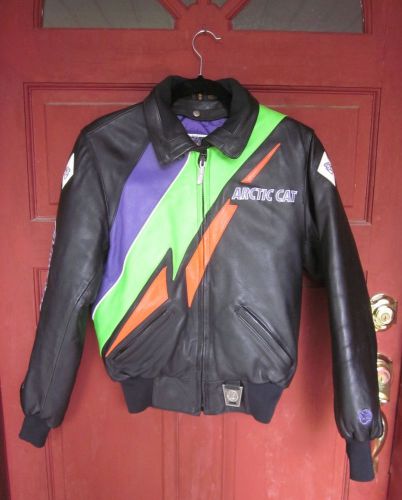Women&#039;s black leather arcticwear arctic cat coat- removable thermoliner- size sm