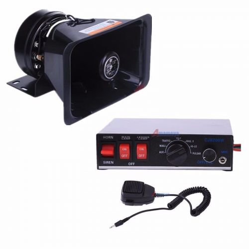 200w loud alarm speaker pa horn siren host system mic kit police car fire truck