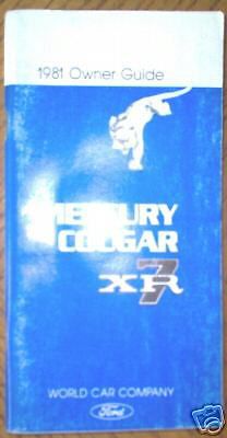 1981 mercury cougar xr7 owner&#039;s guide owners manual 81