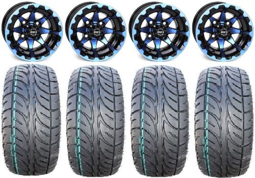 Sti hd6 blue/black golf wheels 12" fusion 205x30-12 tires yamaha