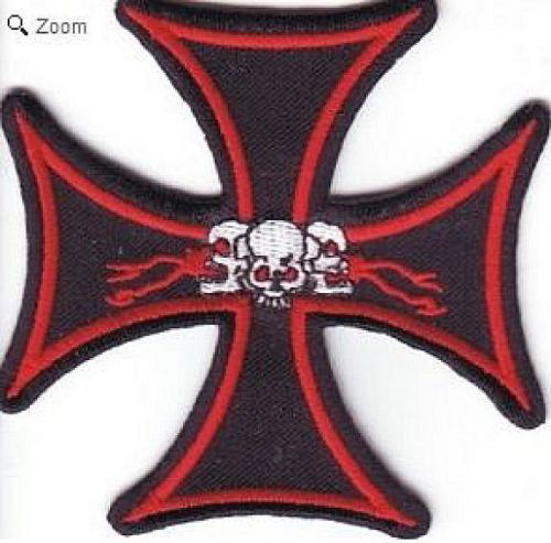 #biker patch "iron cross with falmes and skuills"