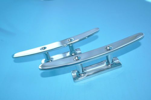 2pcs marine grade stainless steel flat top 2 hole boat deck cleats 8"