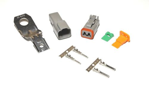 Deutsch dt 2-pin connector kit 14-16awg stamp contacts &amp; steel 05 straight clip