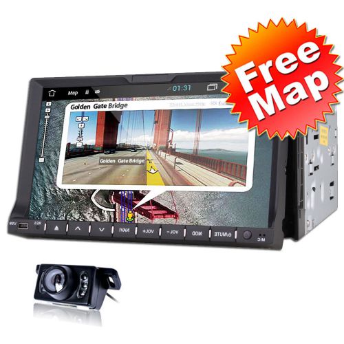 7" 2din car dvd player gps navigation bluetooth hd touch stereo radio ipod+cam