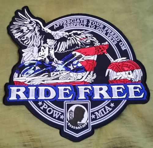 "ride free" patch indian american back 25cm 10" biker motorcycle hog cafe racer
