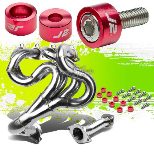 J2 for eg/ej/ek d15/d16 exhaust manifold 4-1 drag header+red washer bolts