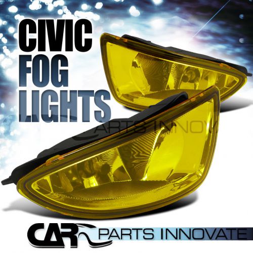 For honda 04-05 civic 2/4dr yellow lens fog driving lights kit+switch