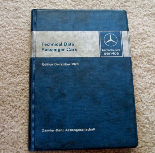 Mercedes benz 1978 technical data passenger car charts manual