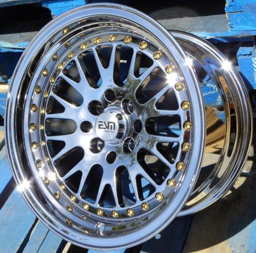 Pl chrome 15x8 15&#034; ccw style wheels rims esm 007 4x100x114.3 cb67.1 bmw