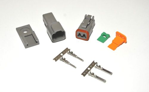 Deutsch dt 2-pin genuine connector kit 14-16awg stamp contacts &amp; plastic clip