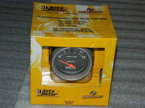 Brand new autometer 3592 sport comp voltmeter volt meter gauge 2-5/8&#034; 8-18 volts