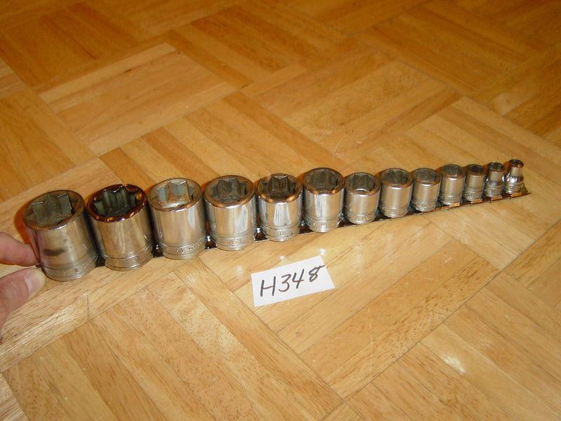 Snap on tools 13 piece 3/8 & 1/2 drive 8 point sae. double square socket set 