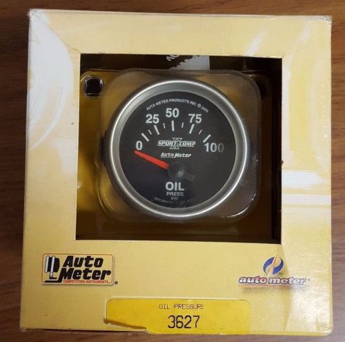 Auto meter 3627 sport-comp ii oil pressure gauge 0-100psi 2-1/16&#034; new