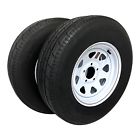2-pk trailer tire on rim st205/75r14 lrc radial 5 lug white spoke 14" wheel