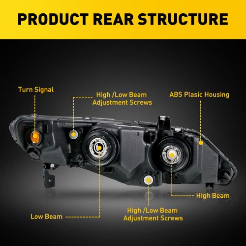 AUXITO For 2006-2011 Honda Civic Sedan Black Headlights Assembly Left+Right Pair, US $94.99, image 4