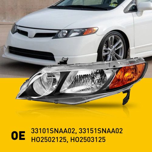 AUXITO For 2006-2011 Honda Civic Sedan Black Headlights Assembly Left+Right Pair, US $94.99, image 5