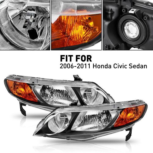 AUXITO For 2006-2011 Honda Civic Sedan Black Headlights Assembly Left+Right Pair, US $94.99, image 11