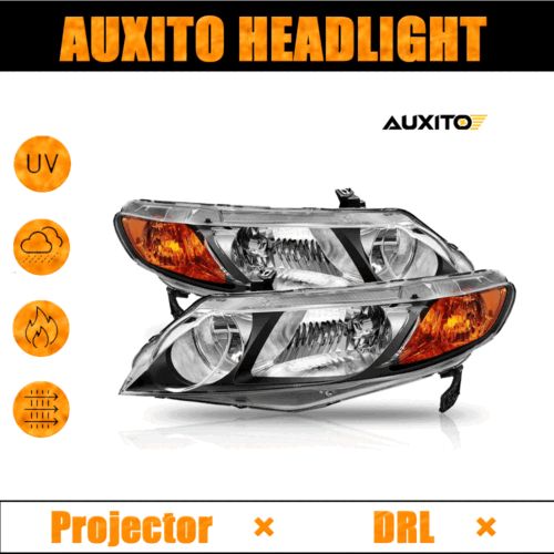 AUXITO For 2006-2011 Honda Civic Sedan Black Headlights Assembly Left+Right Pair, US $94.99, image 23