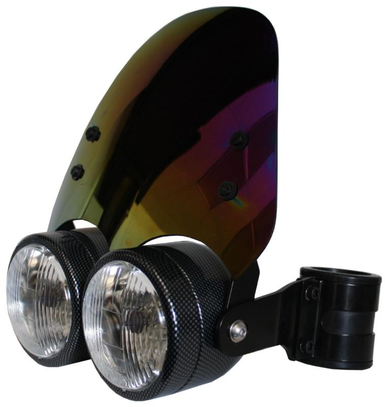 Carbon dual 4.5in headlight w/ 38 - 40mm brackets & iridium shield motorcycle
