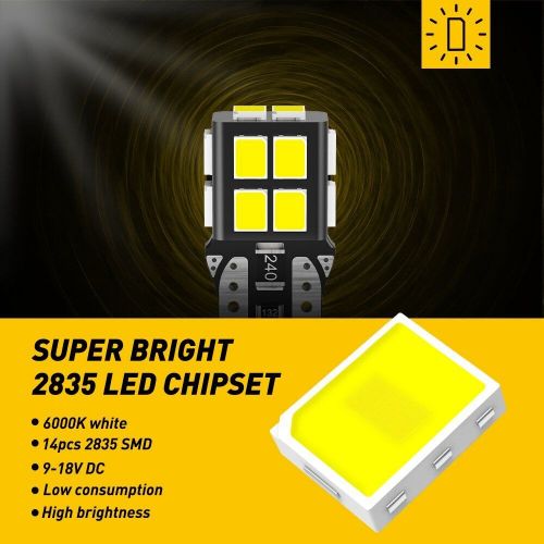 Super Bright T10 LED License Plate Light Bulb 6000K Canbus 168 2825 194 14SMD 2X, US $9.99, image 6