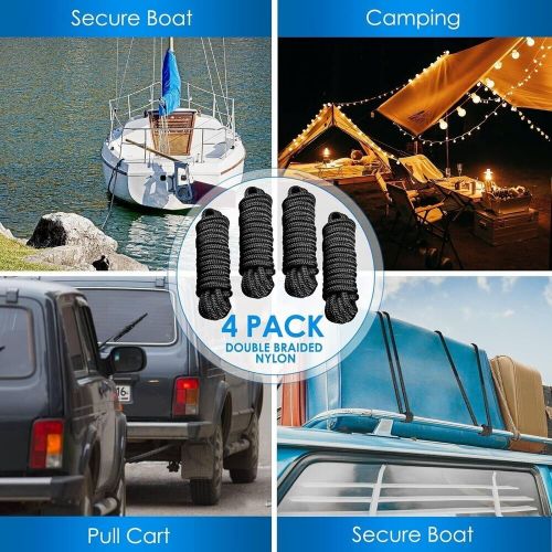 4PCS 5/8 inch 25 ft Double Braided Nylon Boat Dock Lines Marine Anchor Rope, US $52.29, image 3